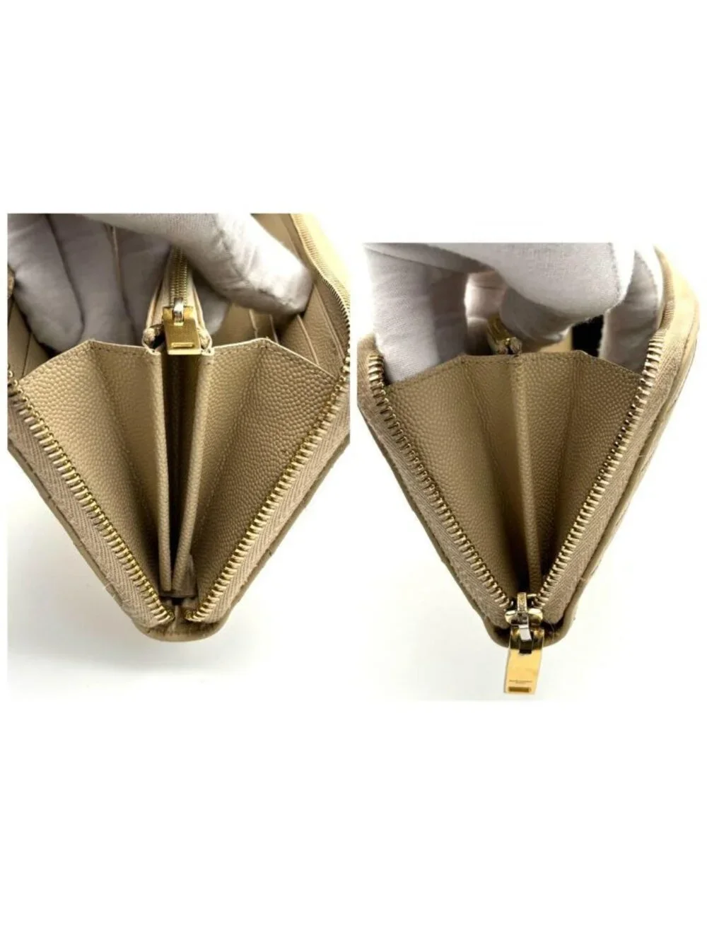 ★SOLD★ Saint Laurent Stitch Beige Leather Zip Around Wallet - Picture 6 of 10
